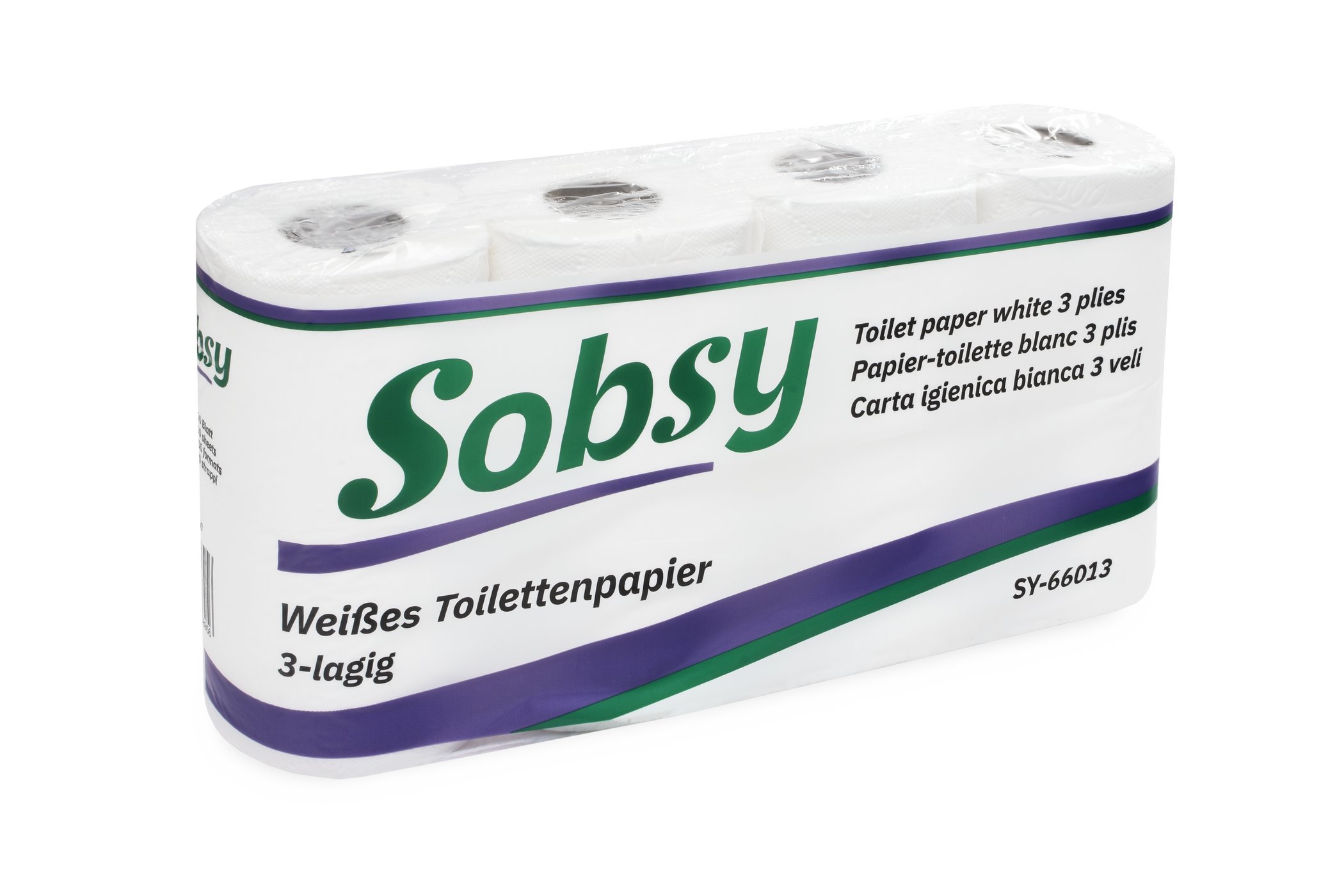 Sobsy Zellstoff hochweiß 3-lg. geprägt 250 Bl. Toilettenpapier 