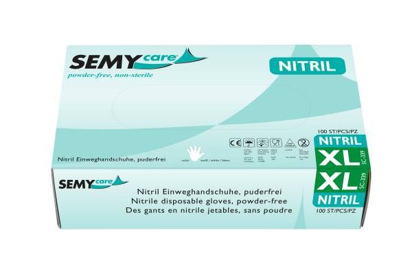 SemyCare Nitril-Einweghandschuhe XL, weiß, puderfrei