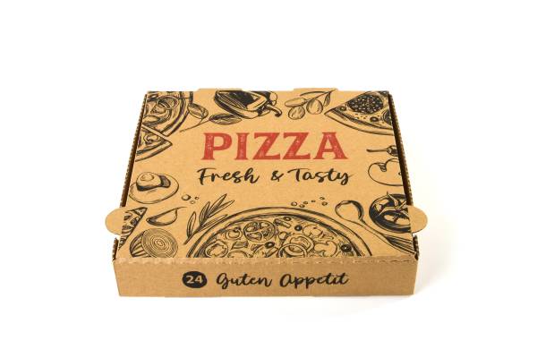 Pizzakarton 24er - naturbraun mit Design