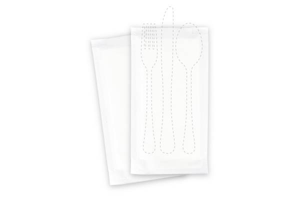 SemyTop Bestecktaschen mit weißer Serviette, 1/8-Falz, 38 x 38 cm, weiß, 500 Stück