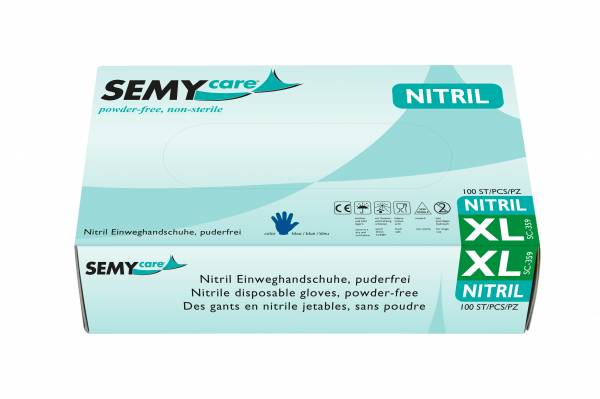 SemyCare Nitril-Einweghandschuhe XL, blau, puderfrei