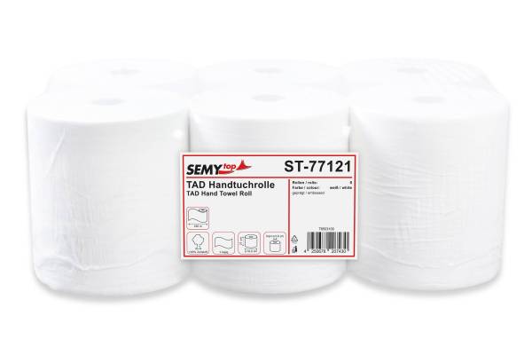 SemyTop TAD Premium Handtuchpapier-Rolle, 1-lagig, Zellstoff