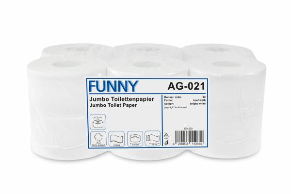 Funny Jumbo Toilettenpapier, 2-lagig, Ø18cm, 12 Rollen