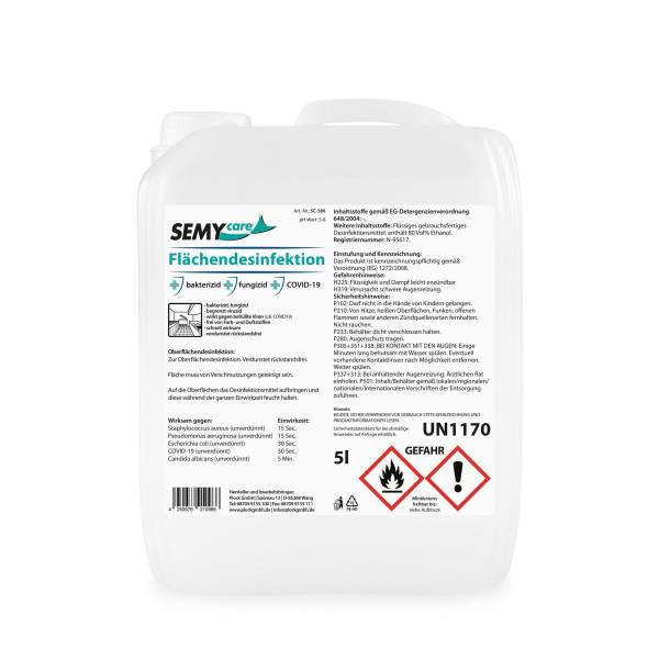 SemyCare Flächendesinfektion 80 Vol% Ethanol mit BAuA Zulassung - 5 Liter