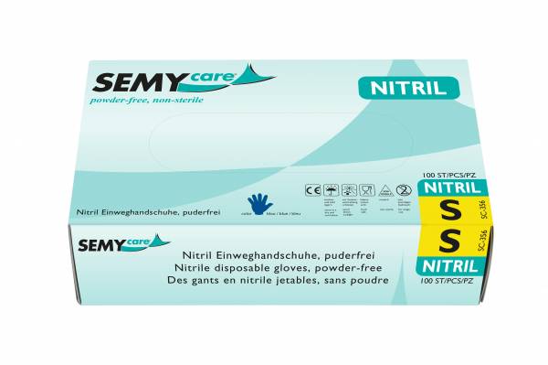 SemyCare Nitril-Einweghandschuhe S, blau, puderfrei