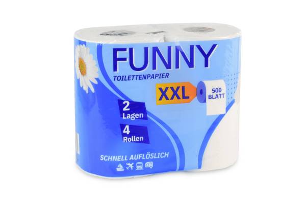 Funny Toilettenpapier – schnell auflösend, 500 Blatt, 2-Lagig, 100% Zellstoff