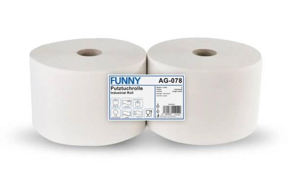 Weiße Putztuchrolle: 2-lagig, 100% Zellstoff, verleimt - Blattformat von 22 x 32,6 cm und 1500 Blatt pro Rolle. Perfekt für Großküchen & Endreinigung. Top-Staffelpreise & Palettenware für Gewerbe & B2B bei emtconsult.de!