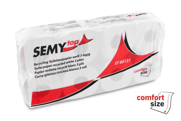SemyTop Toilettenpapier, 3-lg, Recyclingpapier, 250 Blatt extralang