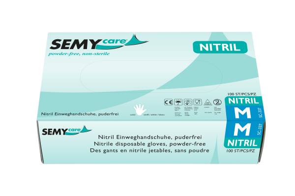 SemyCare Nitril-Einweghandschuhe M, weiß, puderfrei