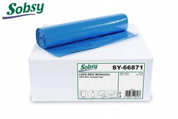 Sobsy LDPE-Reg. Müllsäcke, blau, gerollt, 120l